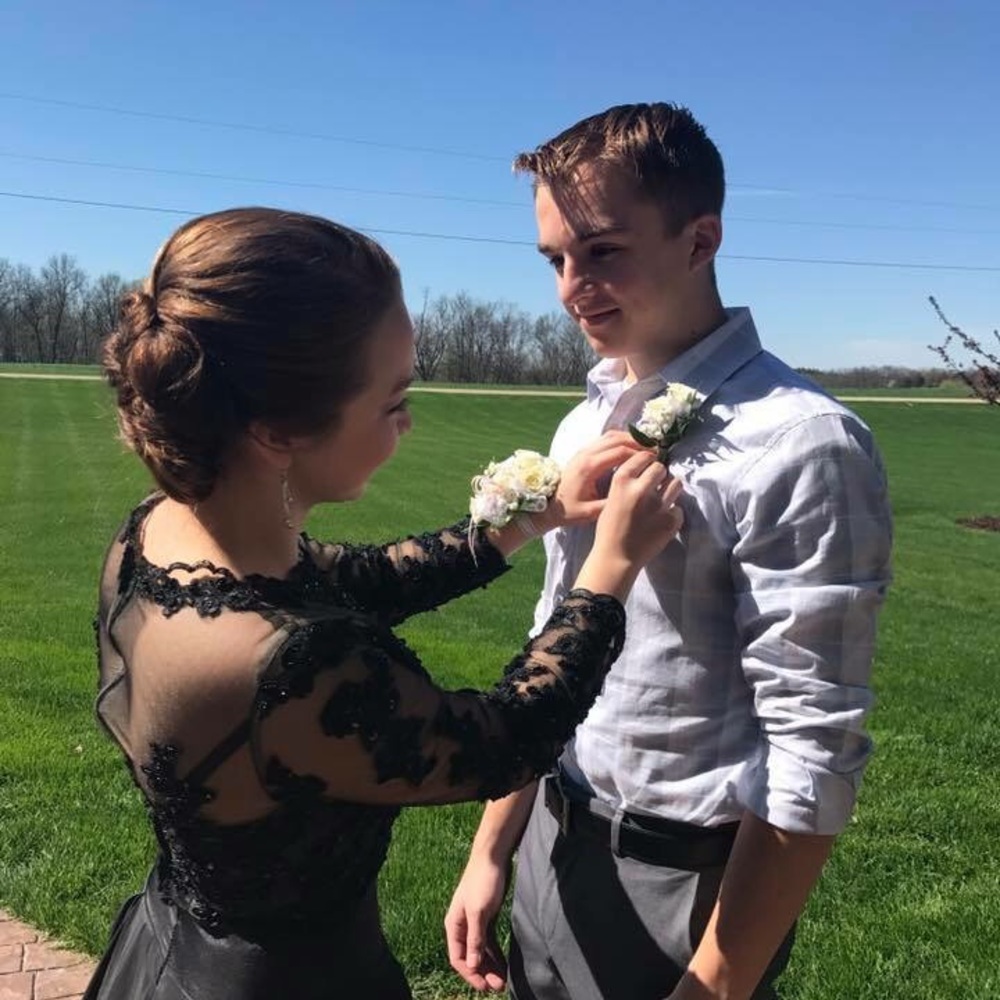 Black two piece prom dress